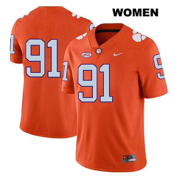 Women's Clemson Tigers #91 Nick Eddis Stitched Orange Legend Authentic Nike No Name NCAA College Football Jersey BNE0646ZZ